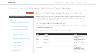 
                            12. Analytics Data Collected by Default – JavaScript | Product Help