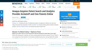 
                            12. Anaqua Acquires Patent Search and Analytics Provider AcclaimIP and ...