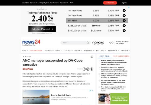 
                            5. ANC manager suspended by DA-Cope executive | News24