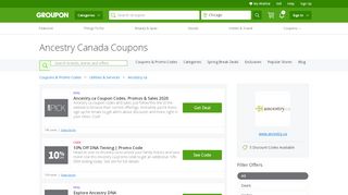 
                            7. Ancestry.ca Coupons, Promo Codes & Deals 2019 - Groupon