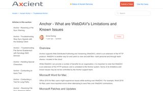 
                            1. Anchor - What are WebDAV's Limitations and Known Issues – Axcient