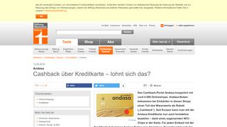 
                            6. Andasa - Cashback über Kreditkarte – lohnt sich das? - Stiftung ...