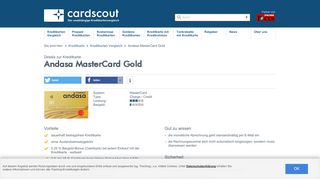 
                            11. Andasa MasterCard Gold: Alle Vorteile | cardscout