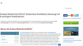 
                            5. Andasa MasterCard GOLD:Kostenlose Kreditkarte mit vielen Extras