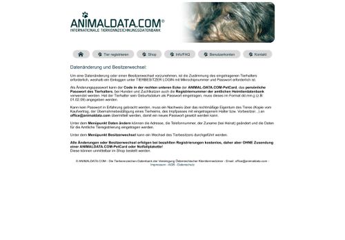 
                            10. Ändern & Besitzerwechsel - Animaldata.com