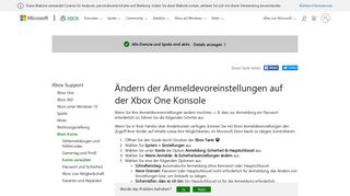 
                            9. Ändern der Anmeldevoreinstellungen auf der Xbox One - Xbox Support