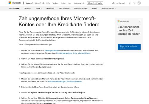 
                            7. Ändern der mit Ihrem Microsoft-Konto verknüpften Zahlungsmethode ...