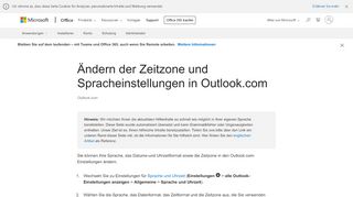 
                            2. Ändern der Zeitzone und Spracheinstellungen in Outlook.com - Outlook