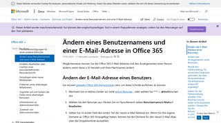 
                            5. Ändern eines Benutzernamens und einer E-Mail-Adresse in Office 365 ...