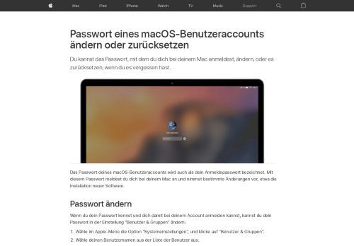 
                            1. Ändern oder Zurücksetzen des Passworts eines macOS ...