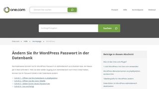 
                            12. Ändern Sie Ihr WordPress Passwort in der Datenbank – Hilfe | One ...