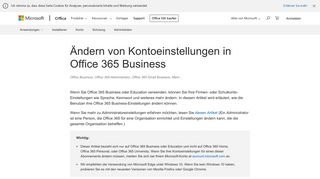 
                            2. Ändern von Kontoeinstellungen in Office 365 Business - Office 365