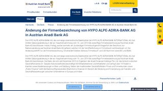 
                            1. Änderung der Firmenbezeichnung von HYPO ALPE-ADRIA-BANK AG ...