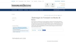 
                            9. Änderungen im Vorstand von Becker & Kries - Immobilien Zeitung