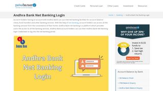 
                            8. Andhra Bank Net Banking Login - Paisabazaar.com