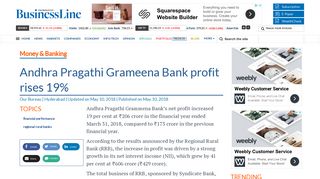 
                            12. Andhra Pragathi Grameena Bank profit rises 19% - The Hindu ...