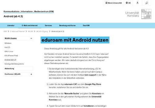 
                            2. Android (ab 4.3) | WLAN-Zugang | WLAN | E-Mail ... - (KIM) Konstanz