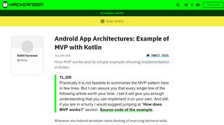 
                            11. Android App Architectures: Example of MVP with Kotlin - Hacker Noon