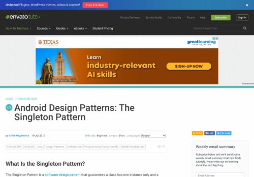 
                            3. Android Design Patterns: The Singleton Pattern
