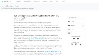 
                            12. Android Developers Blog: SDK Developers: sign up to stay up to date ...