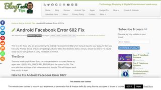 
                            3. Android Facebook Error 602 Fix - BlogTechTips