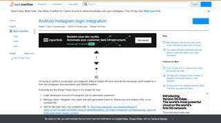 
                            2. Android Instagram login integration - Stack Overflow