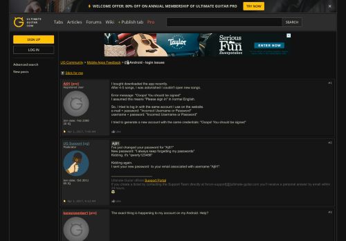 
                            3. Android - login issues - Ultimate Guitar
