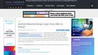 
                            2. Android Material Design Login Form XML UI Design | Viral Android ...