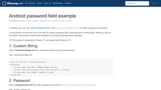 
                            10. Android password field example – Mkyong.com