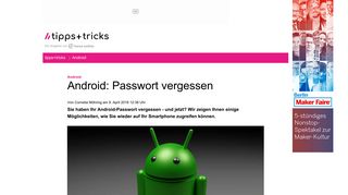 
                            2. Android: Passwort vergessen - Heise