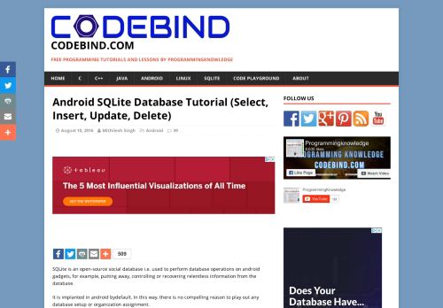 
                            6. Android SQLite Database Tutorial (Select, Insert, Update, Delete)
