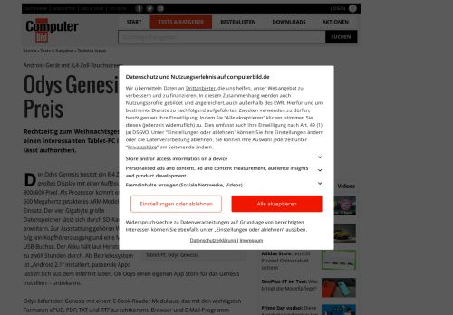 
                            13. Android-Tablet-PC Odys Genesis - COMPUTER BILD