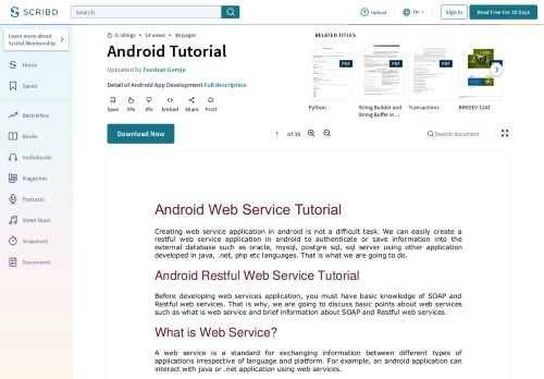 
                            3. Android Tutorial | Web Service | Computer Data - Scribd