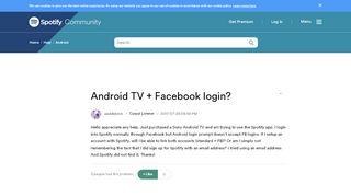 
                            1. Android TV + Facebook login? - The Spotify Community