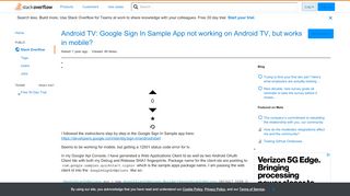 
                            13. Android TV: Google Sign In Sample App not working on Android TV ...