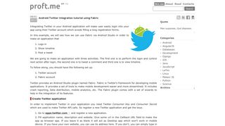 
                            8. Android Twitter integration tutorial using Fabric | en.proft.me