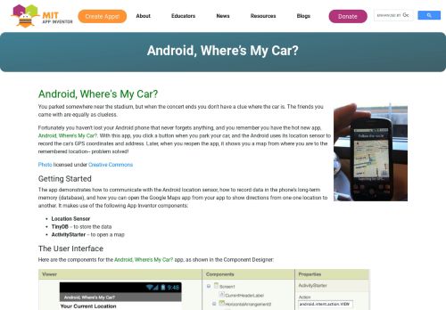 
                            4. Android, Where's My Car? for App Inventor 2 | Explore MIT App Inventor