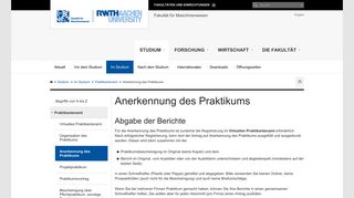 
                            5. Anerkennung des Praktikums - RWTH AACHEN UNIVERSITY Fakultät ...