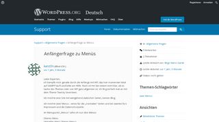 
                            6. Anfängerfrage zu Menüs | WordPress.org