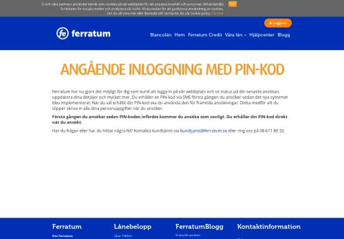 
                            3. Angående inloggning med PIN-kod | Ferratum.se