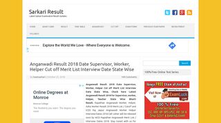 
                            4. Anganwadi Result 2019 Date Supervisor, Worker, Helper Cut off Merit ...