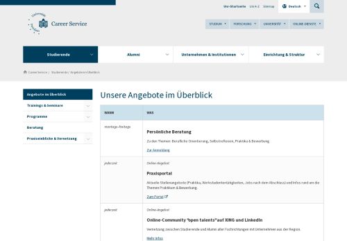 
                            9. Angebote im Überblick - Studierende - Career Service - Universität ...