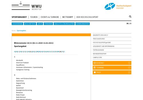 
                            12. Angebote von A bis Z - Hochschulsport Münster | Sportangebot
