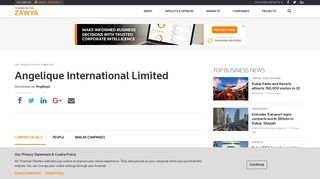 
                            7. Angelique International Limited (Angelique) - Company Details on ...