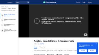 
                            5. Angles, parallel lines, & transversals (video) | Khan Academy