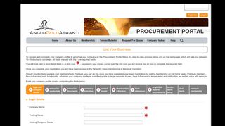 
                            11. AngloGold Ashanti Procurement Portal - SMME Registration