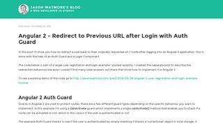 
                            11. Angular 2 - Redirect to Previous URL after Login with Auth Guard ...