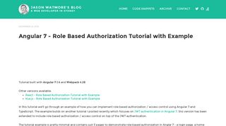 
                            3. Angular 7 - Role Based Authorization Tutorial with Example | Jason ...
