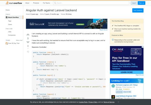 
                            6. Angular Auth against Laravel backend - Stack Overflow