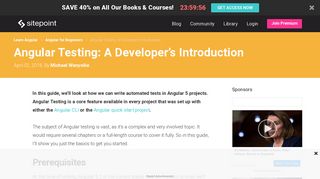 
                            11. Angular Testing: A Developer's Introduction — SitePoint